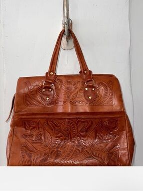 Vintage tooled Leather handbag